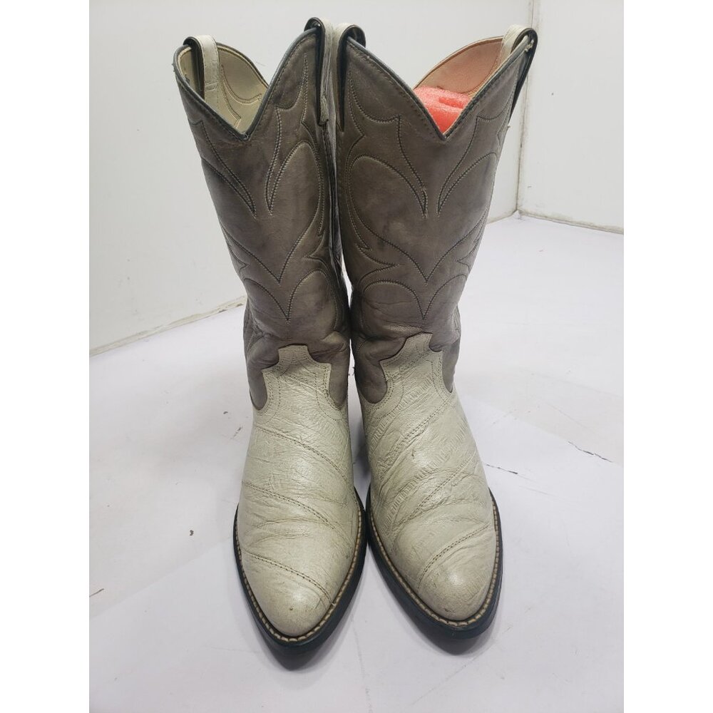 ACME Two-Tone Gray and Cream Leather Western Cowboy Boots